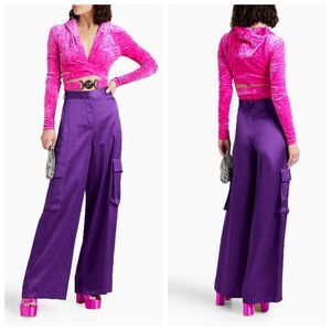 Versace Runway 2023 Wide Leg Cargo Trouser Pants Orchid Purple 40/ 4 NWT $1,875